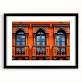 Extra large abstract art print depicting a colorful, textured scenery of Saudi Arabia on a black framed canvas.