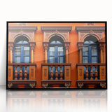 Large abstract wall art depicting a stylized Saudi Arabian landscape in muted earth tones on a framed acrylic.