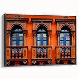 Black and white landscape art painting of a vintage Middle Eastern scene on framed canvas, ideal for bedroom decor.