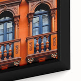 Extra large framed canvas featuring a textured black wall art of Saudi Arabian scenery with colorful accents.