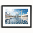 Extra large canvas print of abstract Abu Dhabi skyline in vibrant, colorful hues, ideal for living room decor.