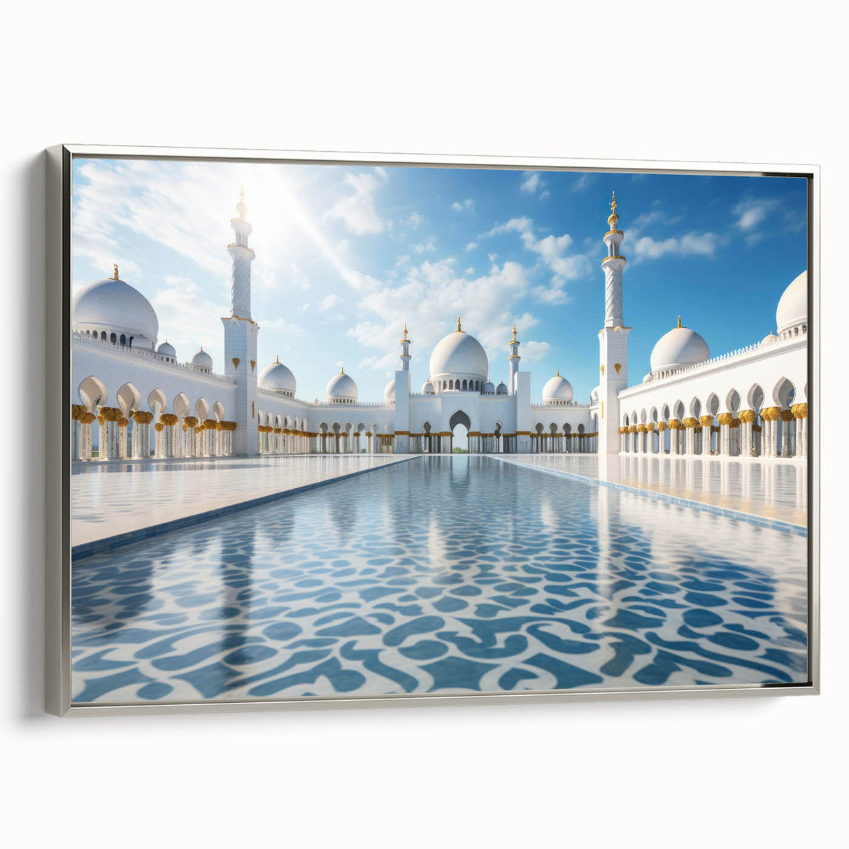 Framed canvas landscape art painting of Abu Dhabi scenery in vibrant colors, ideal for living room decor.