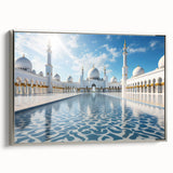 Framed canvas landscape art painting of Abu Dhabi scenery in vibrant colors, ideal for living room decor.