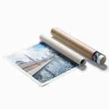 Extra large rolled print of Abu Dhabi scenery with soft pastel shades, ideal for classy bathroom wall art.