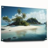 Acrylic glass print of a serene Fiji oceanscape with vivid blue and turquoise tones.