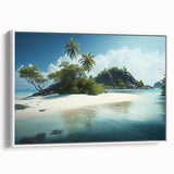 Vintage poster art of Oceania Fiji scenery on a framed canvas, featuring vibrant oceanic colors, ideal for living room decor.