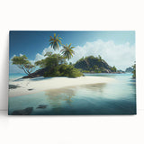Black and white stretched canvas of a serene Fiji beach scene, ideal for kitchen wall art or bedroom ambiance.