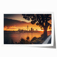 Extra large rolled print of Auckland skyline with pastel hues, ideal for art wall dining room.