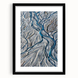 Abstract art print of a colorful, textured scenery depicting Oceania, New Zealand, in an extra large black framed format.