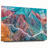 Large abstract depiction of an Argentine landscape in muted earth tones on acrylic glass.