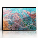 Large abstract wall art depicting a stylized Argentinian landscape, in muted earth tones on a framed acrylic.