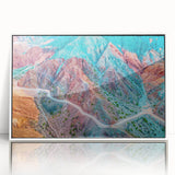 Acrylic print of a framed art deco poster featuring an Argentine landscape in muted earth tones.