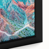 Framed canvas featuring a textured depiction of a South American scenery in Argentina.