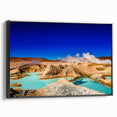 Black and white landscape art painting of Bolivian scenery on framed canvas, suitable for bedroom decor.