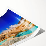 Extra large wall art featuring line art flowers in soft pastel shades on a rolled print.