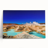 Black and white photograph of Bolivian landscape on stretched canvas, ideal for kitchen wall art.