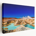 Panoramic view of Bolivia's landscape on large stretched canvas, featuring earth tones and green hues.