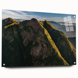 Acrylic print of a large abstract representation of a Brazilian landscape in vibrant green and yellow.