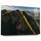 Large abstract wall art depicting a vibrant Brazilian landscape on acrylic glass, ideal for bedroom or dining room decor.