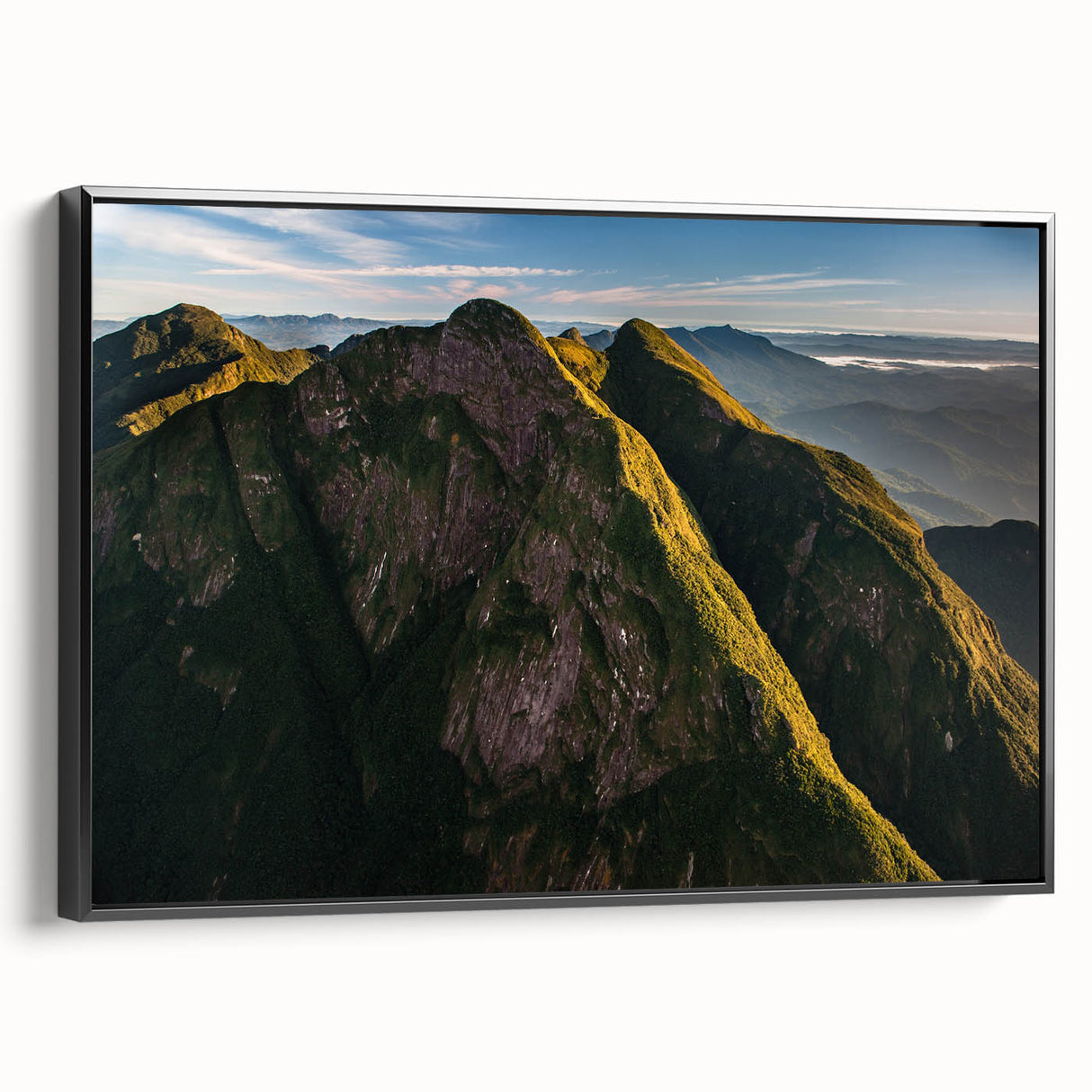 Black and white framed canvas depicting a vintage-style Brazilian landscape, ideal for bedroom wall decor.