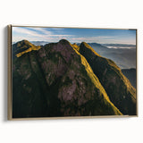 Framed canvas of a vintage-style Brazilian landscape painting in black and gold tones, ideal for bedroom wall art.