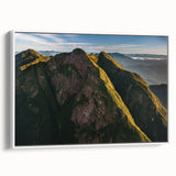 Vintage poster art of a Brazilian landscape on framed canvas, featuring vibrant colors, ideal for living room decor.