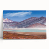 Black and white photo of Chilean landscape on stretched canvas, ideal for kitchen wall art or bedroom.