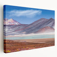 Panoramic view of Chilean landscape on large stretched canvas, featuring earthy tones, ideal for kitchen wall art.