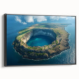 Black and white framed canvas of Galapagos landscape, ideal for bedroom wall art.