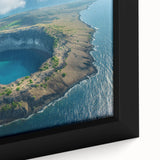 Extra large framed canvas featuring a textured depiction of the Galapagos with vibrant blue and green tones.