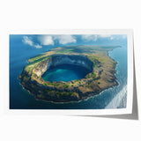 Extra large rolled print of Galapagos scenery with vibrant green and blue tones, ideal for dining room wall art.