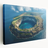 Large canvas print of the Galapagos Islands scenery with vivid blue and green tones, ideal for kitchen wall art.