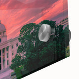 Large abstract wall art of Alabama scenery in mid-century modernist style on acrylic, ideal for dining room decor.