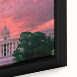 Extra large framed canvas of a textured Alabama scenery in black with colorful art accents, ideal for living room decor.
