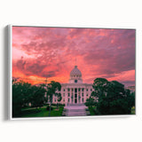 Vintage poster art of Alabama scenery on extra large framed canvas, featuring colorful art on a black background.