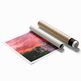 Extra large rolled print of Alabama scenery with soft floral elements in pastel colors.
