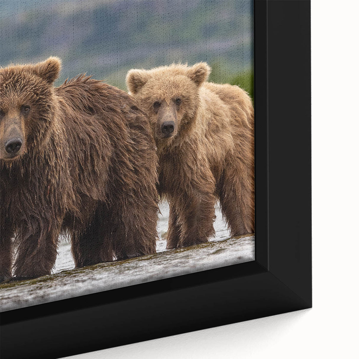 Black wall art featuring a textured Alaskan landscape in vibrant colors on a large framed canvas.