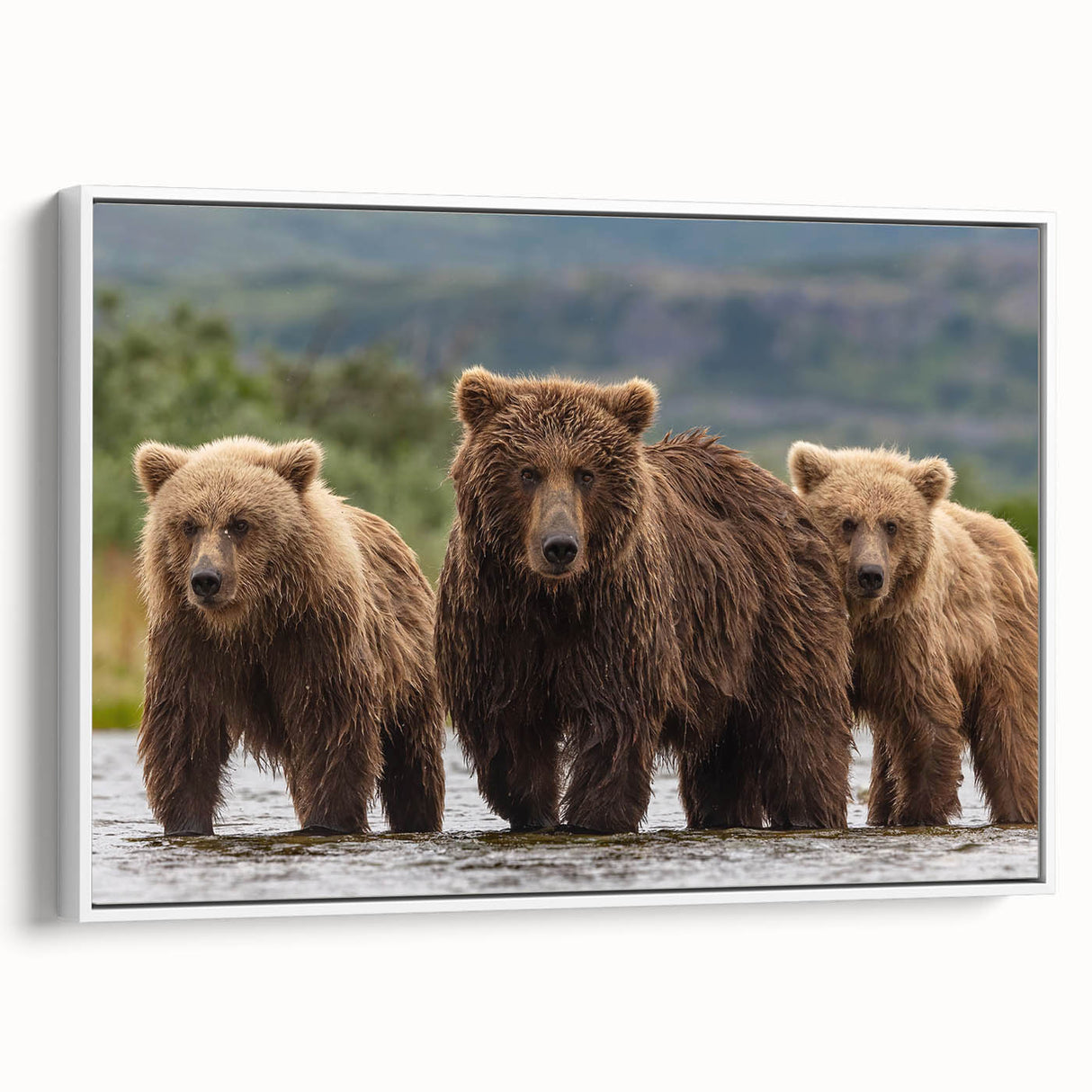 Vintage poster art of Alaska scenery, featuring a colorful palette on a framed canvas, ideal for living room decor.