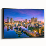 Black and white vintage poster art of San Diego landscape on framed canvas, suitable for bedroom decor.