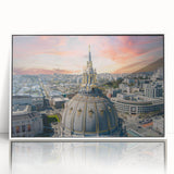 Acrylic print of San Francisco scenery in art deco style, with muted blue and gray tones, ideal for modern art wall decor.