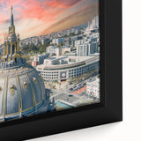 Extra large framed canvas depicting a textured San Francisco scene in black with colorful accents.