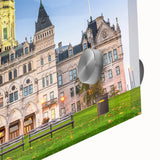 Mid-century modernist abstract design on acrylic glass depicting muted earth tones, ideal for dining room art.