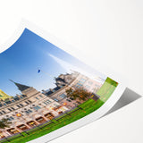 Extra large rolled canvas print of line art flowers in monochrome, ideal for large living room wall art.