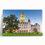 Black and white stretched canvas of Connecticut scenery, ideal for kitchen wall art or bedroom ambiance.