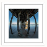 Abstract art print of Daytona scenery in muted blue and green tones on a framed white matte canvas.