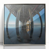 Mid-century modernist art depicting Daytona scenery in acrylic, framed in silver, suitable for nursery wall decor.