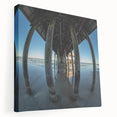 Daytona beach scene on a large stretched canvas, featuring soft blue and beige tones, ideal for kitchen wall art.