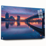 Large abstract depiction of Delaware scenery on acrylic glass, featuring a blend of muted earth tones.