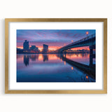 Extra large abstract art print of Delaware scenery in textured gold frame, ideal for living room decor.