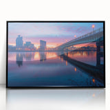 Large abstract wall art depicting Delaware scenery in muted earth tones on a framed acrylic.